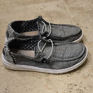 Hey Dude Gray and White Casual Loafers Size 7